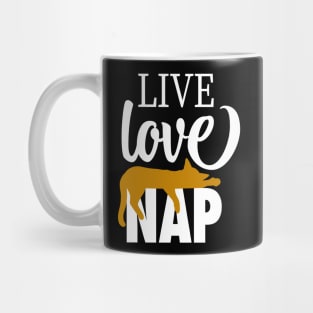 Live Love Nap Sleepy Orange Tabby Cat - Lazy Day Kitty Lover Mug